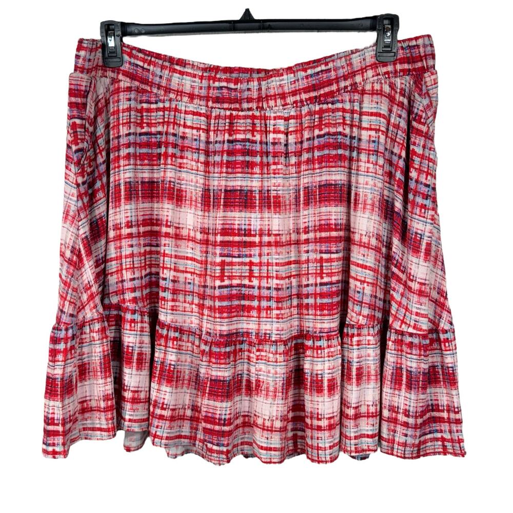 Torrid 3X-Large Tiered Circle Skirt Plaid Pull-On Stretch Lined Pockets Multi